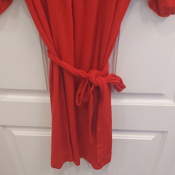 Jump Red Mini Dress with Tie Waist - Picture 4 of 9